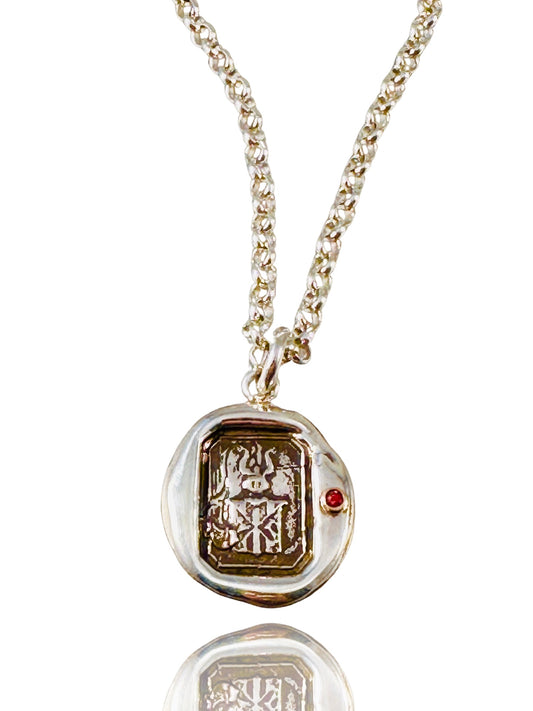 Small Victory Horn Padparadscha Sapphire Necklace