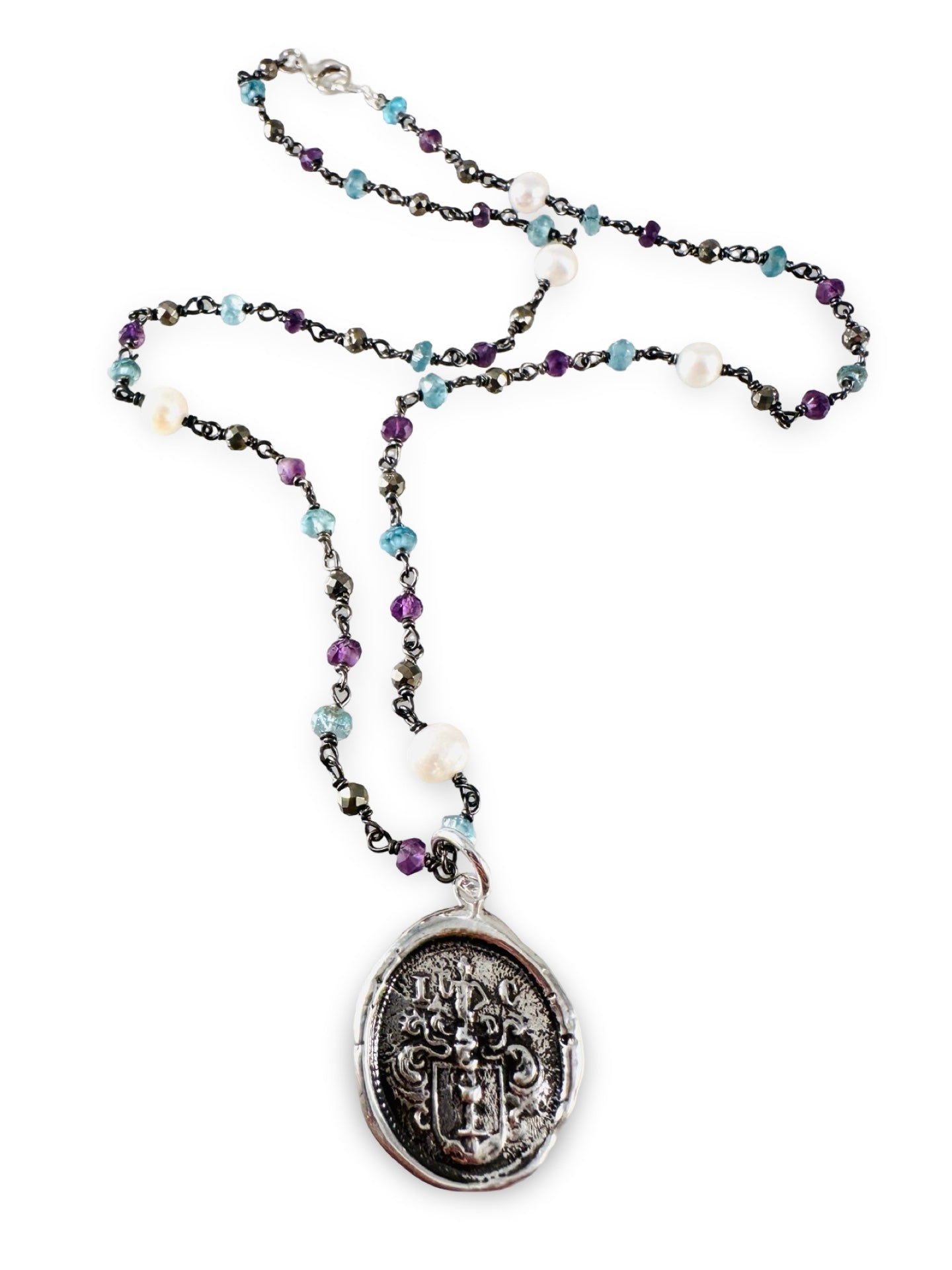 Small Charm Multi Gemstone Wrap Necklace