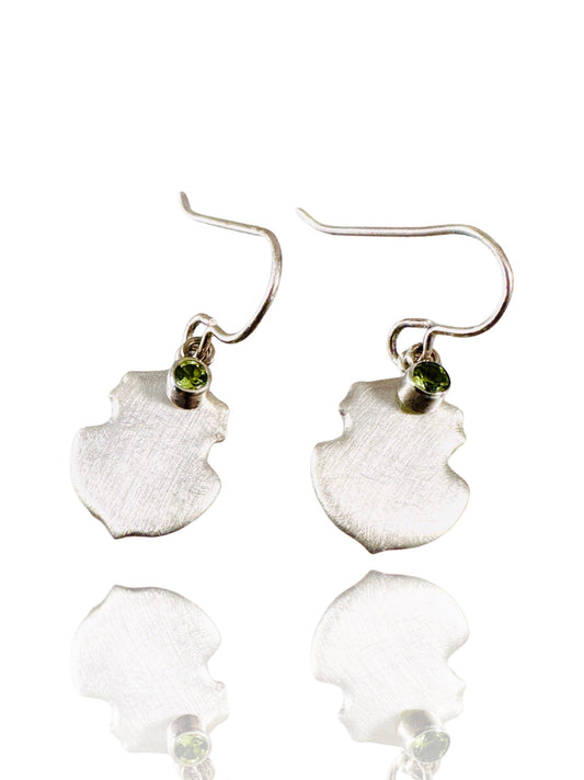Sterling Small Shield Gemstone Earring