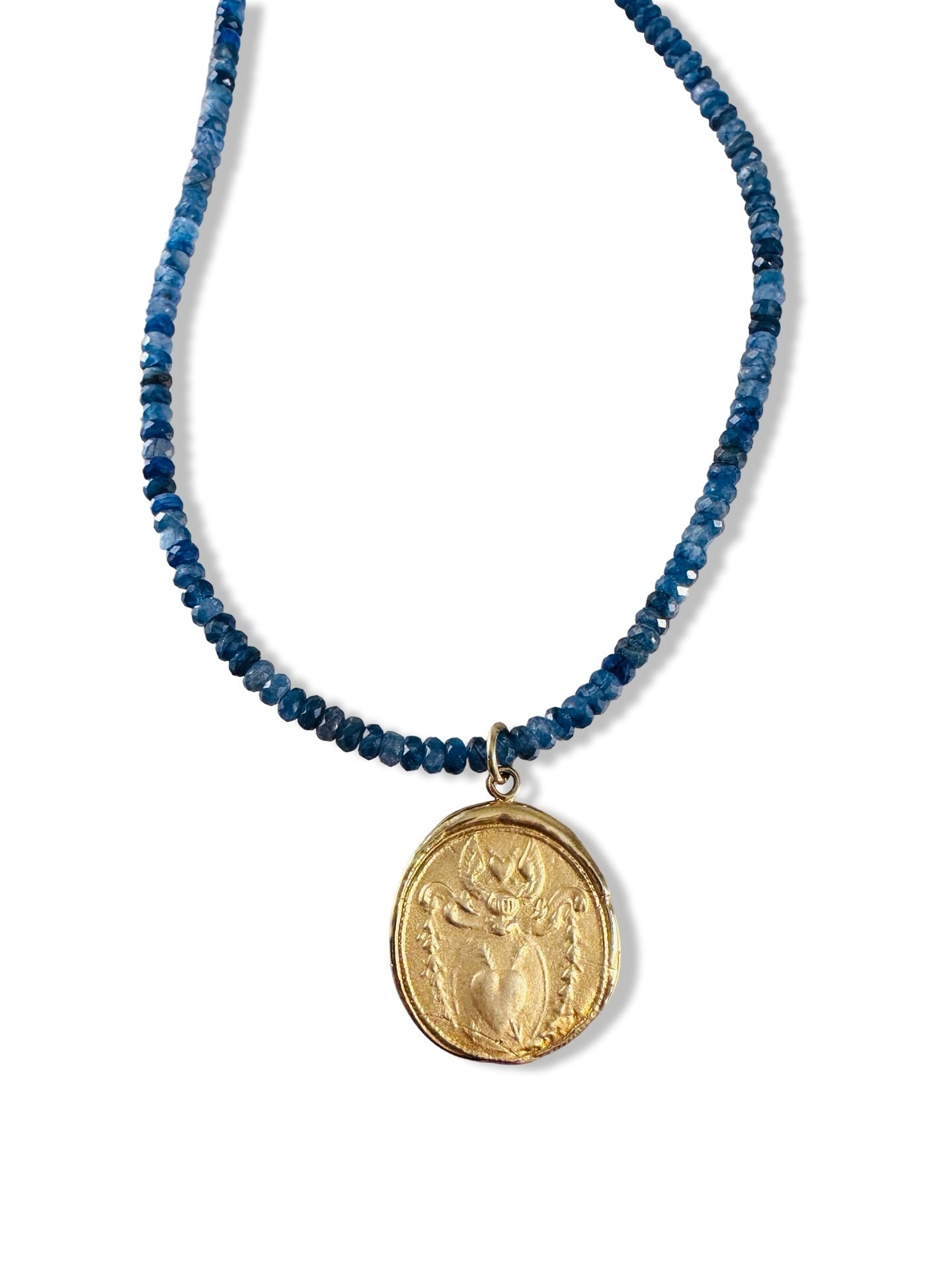 Angel Heart Blue Kyanite Gold Necklace