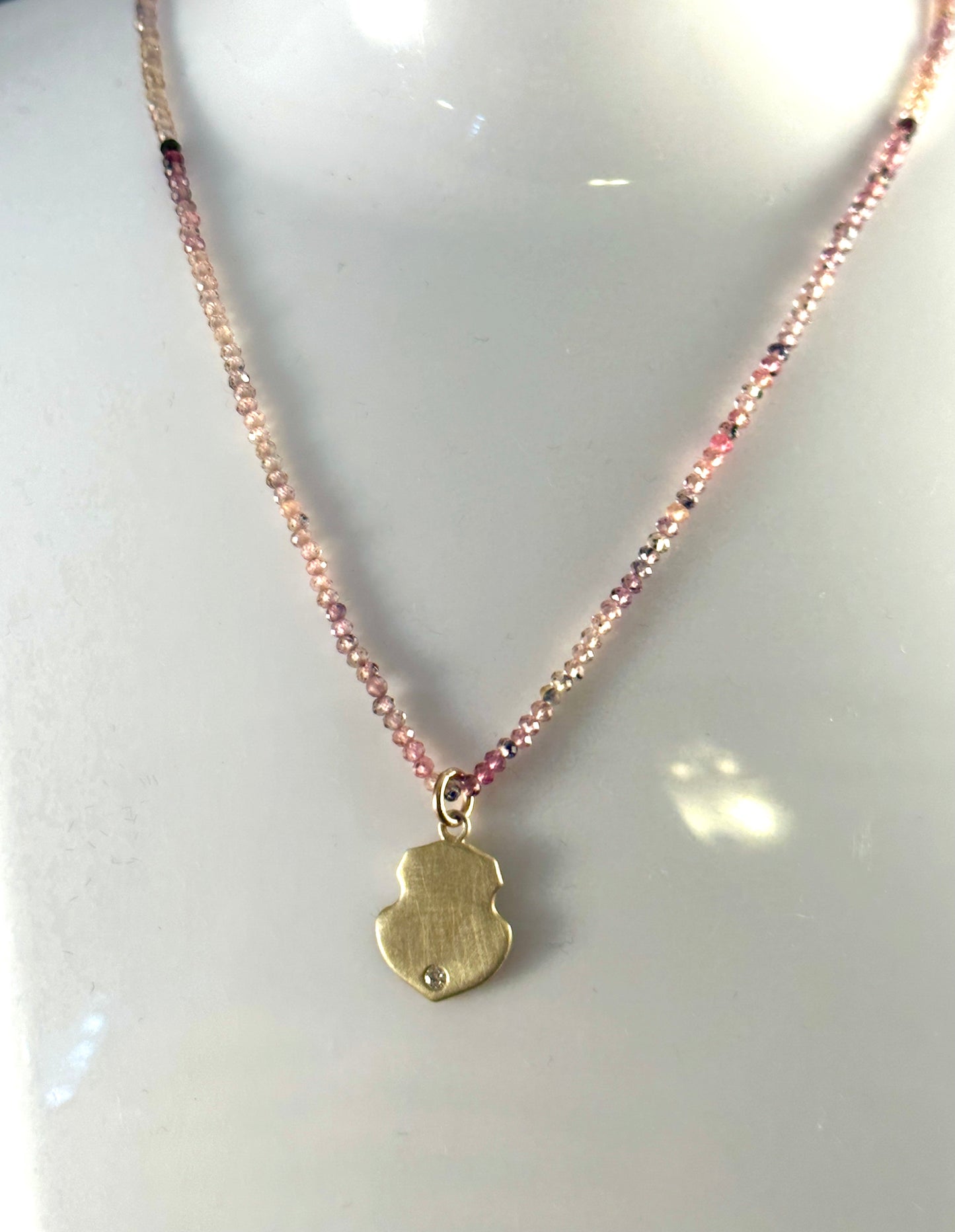18k Gold Shield & Diamond Sapphire Necklace