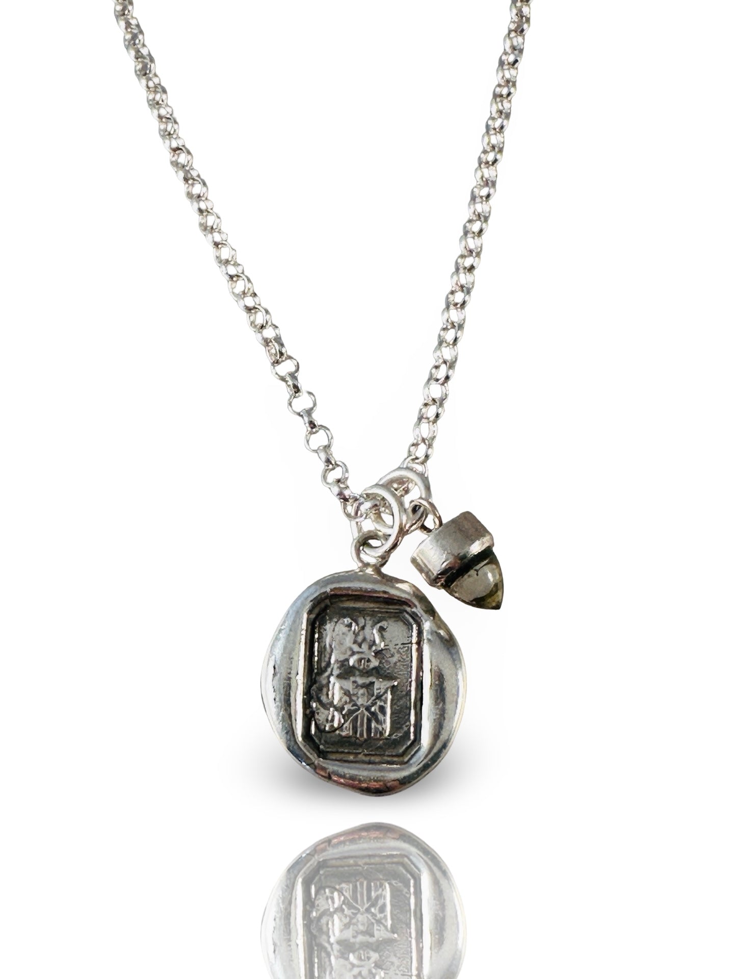 Crest Necklace with Faceted Gemstone