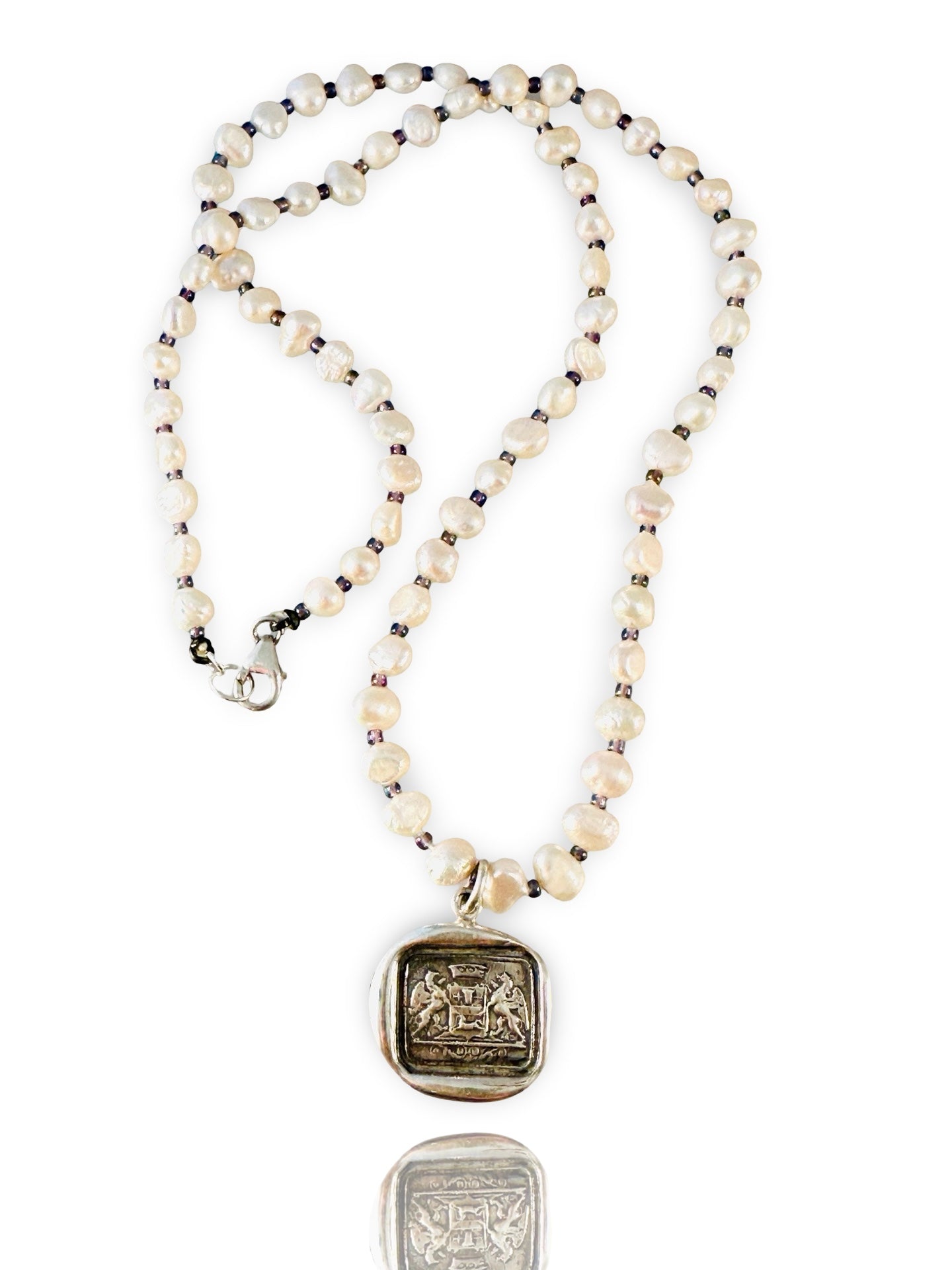 Crest and Fresh Water Pearl & Gemstone Necklace