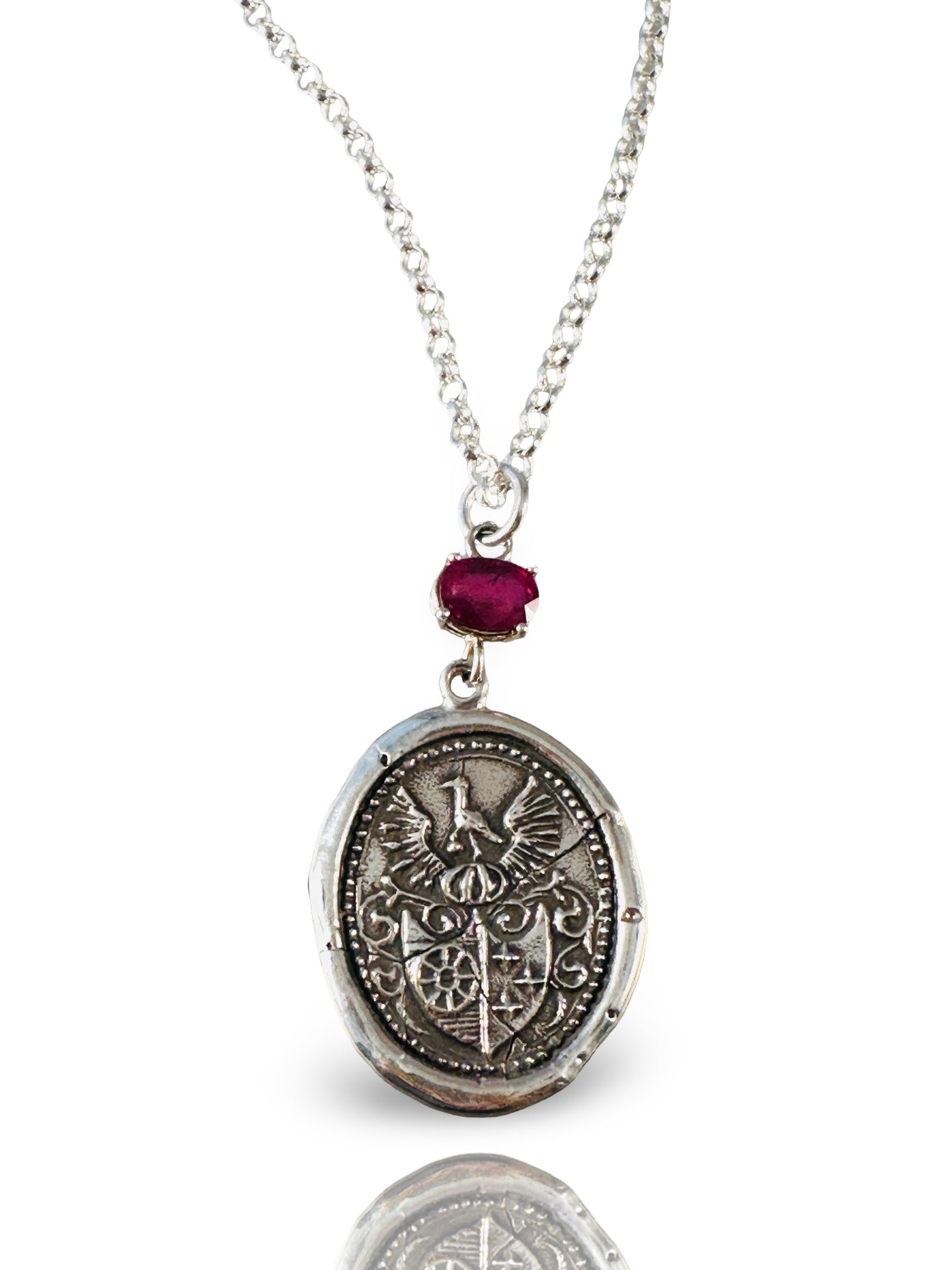 Crest Necklace with Faceted Gemstone