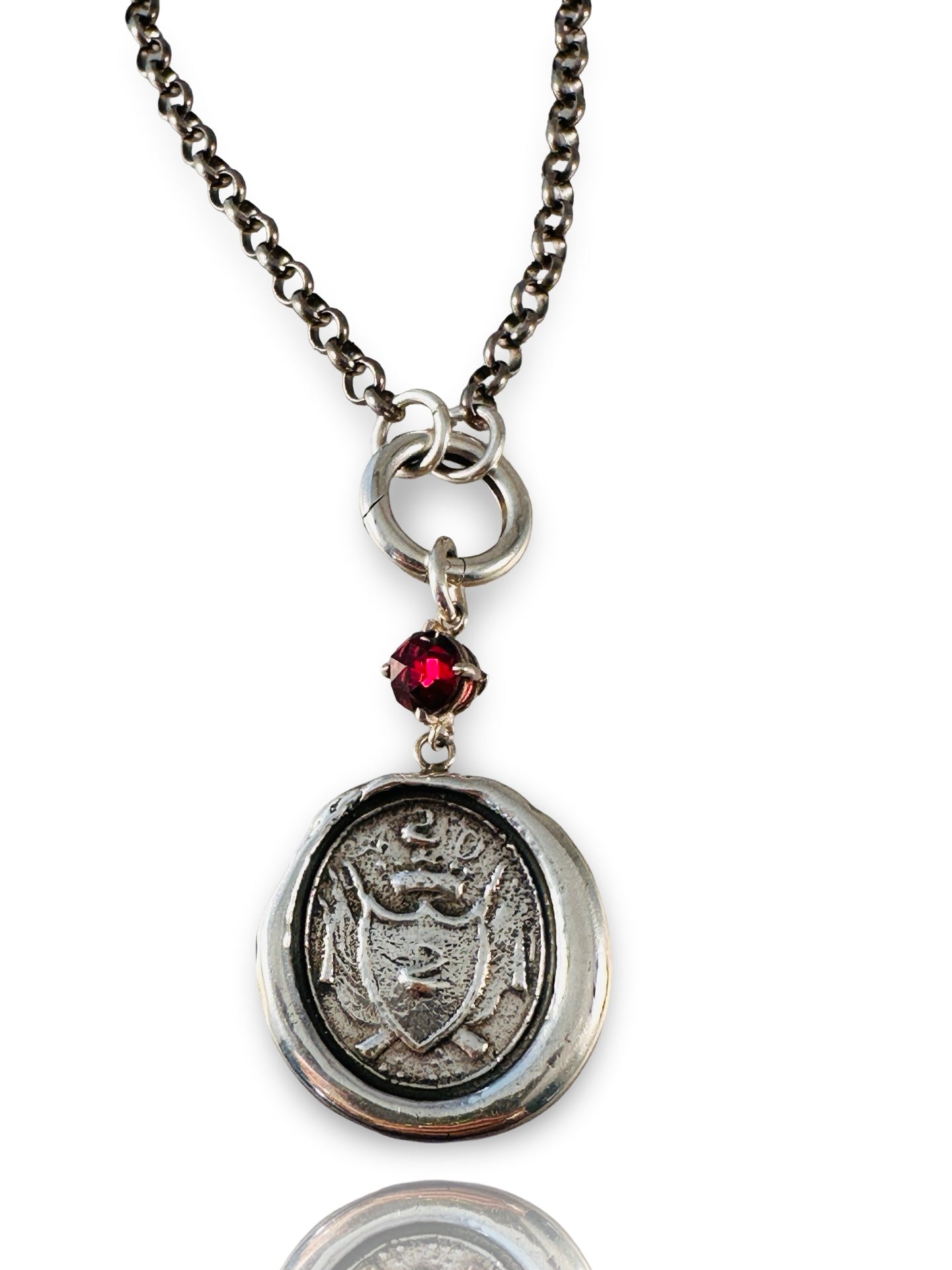 Crest Necklace with Faceted Gemstone