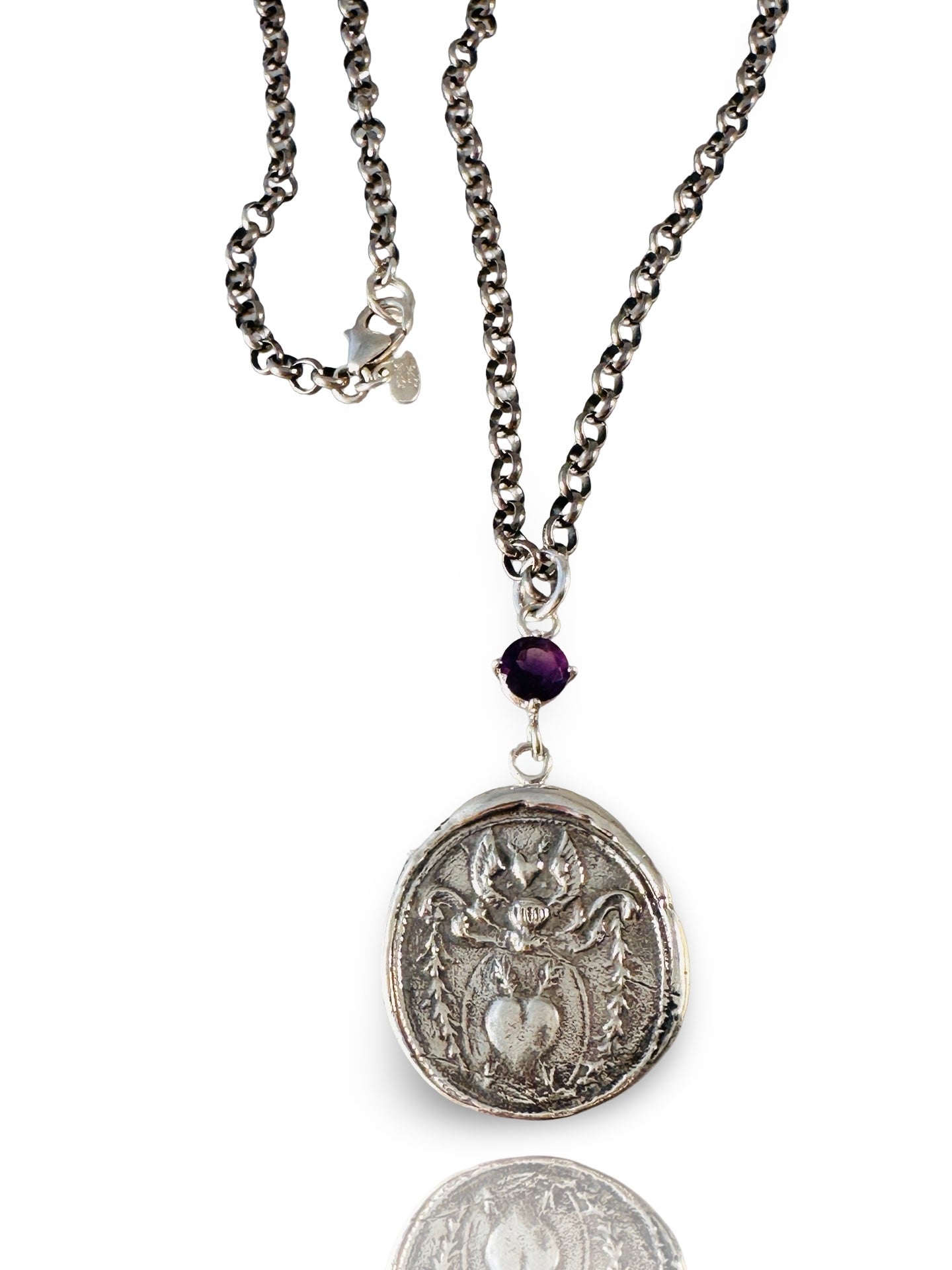 Crest Necklace with Faceted Gemstone