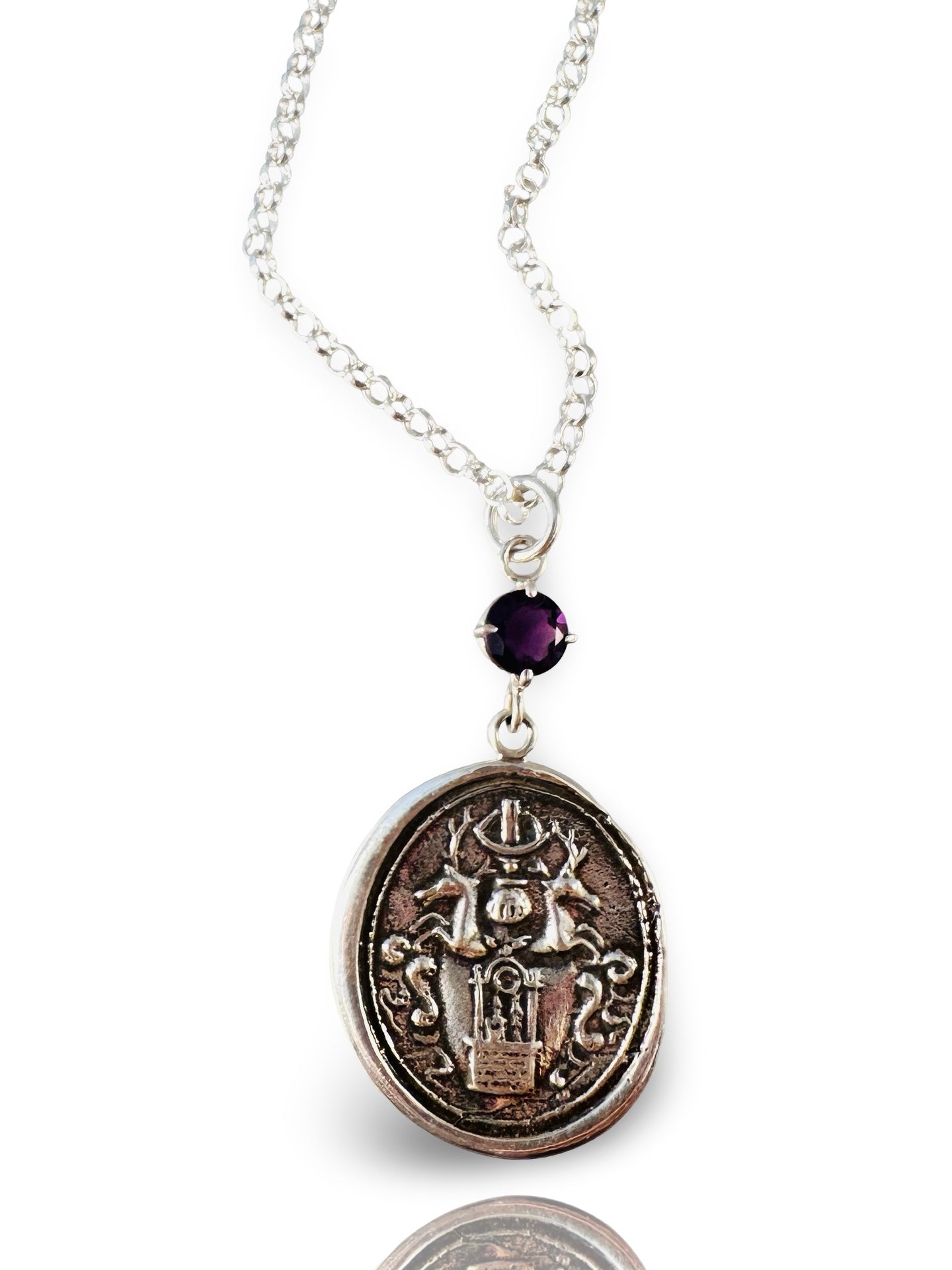 Crest Necklace with Faceted Gemstone