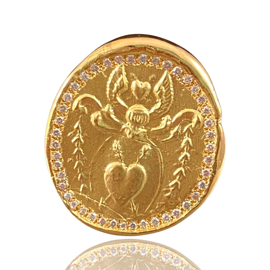 18k Gold Angel Heart Ring