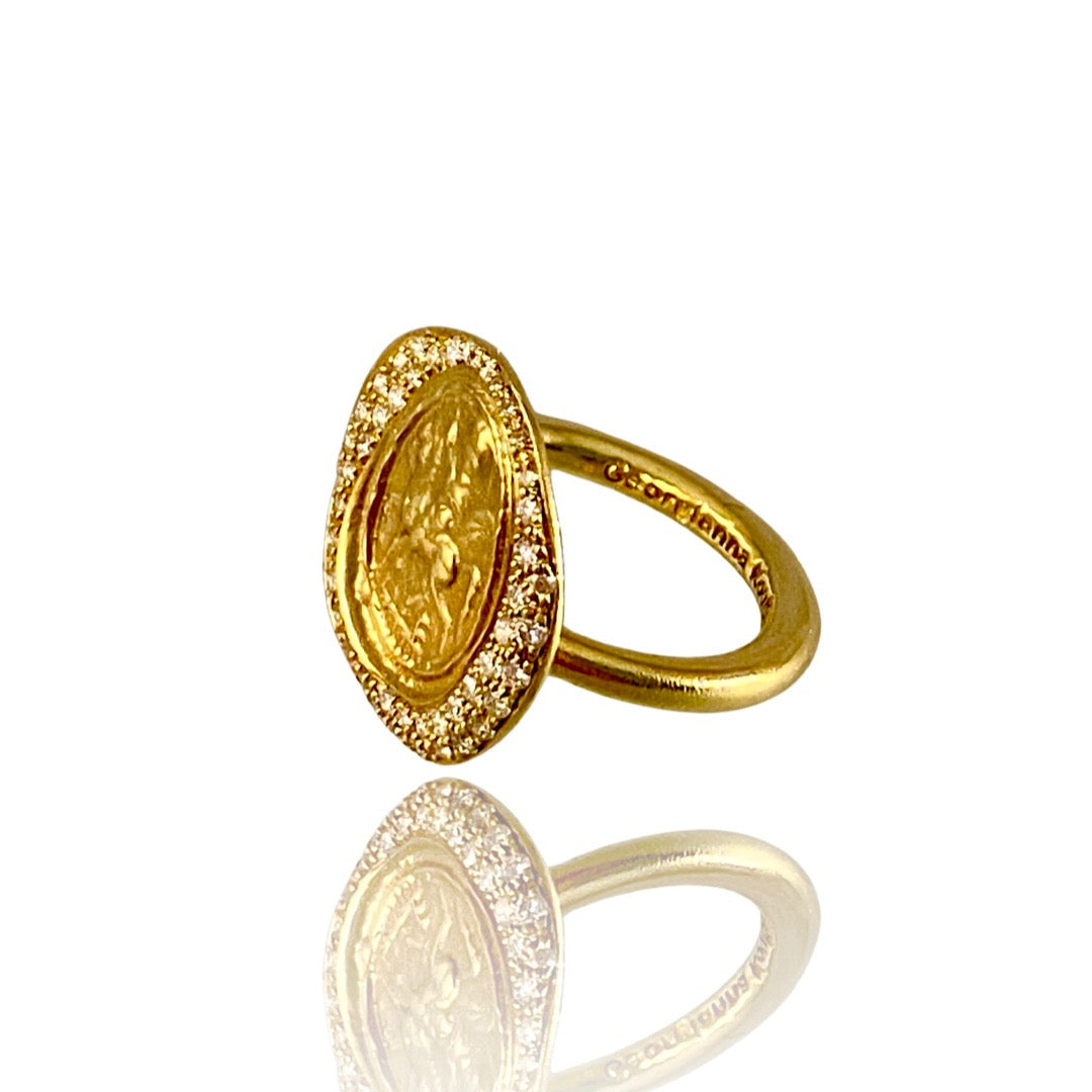 18k Gold Saint George Diamond Ring