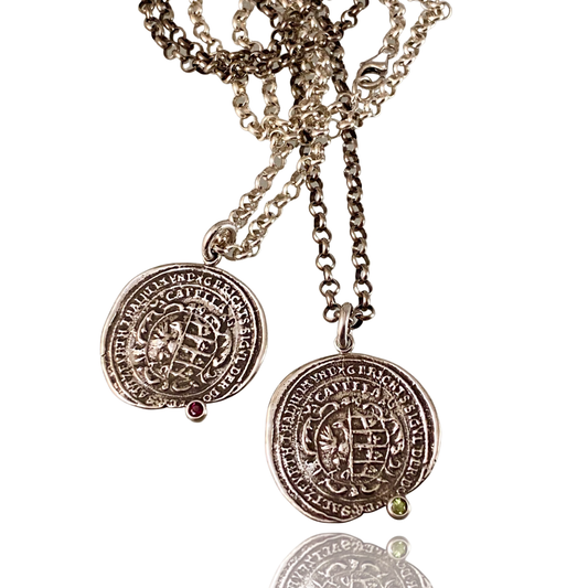 Sterling Silver & Gemstone Medallion Necklace