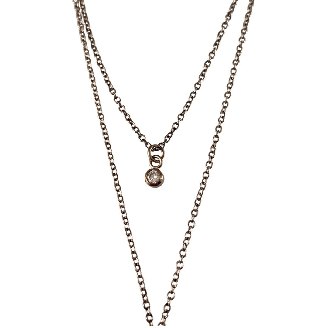 Double Strand Diamond Scroll Shield Necklace