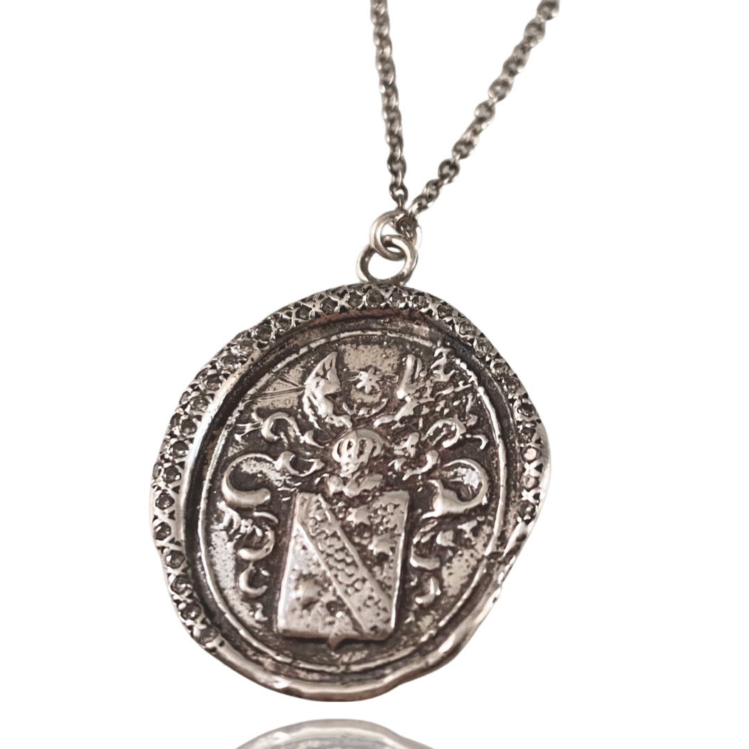Double Strand Diamond Scroll Shield Necklace