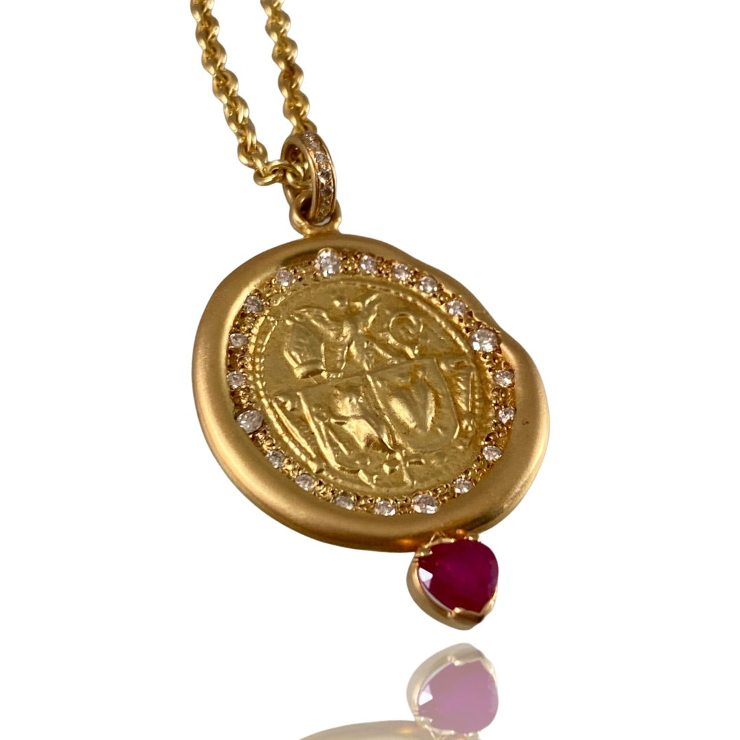 18k Gold Guardian of the Divine Ruby & Diamond Necklace