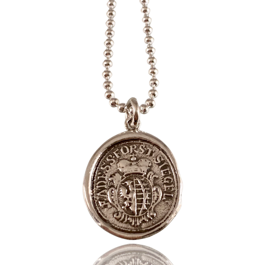 Heavy Bead Chain Crown Shield Necklace
