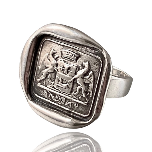 Double Gryphon Sterling Silver Ring