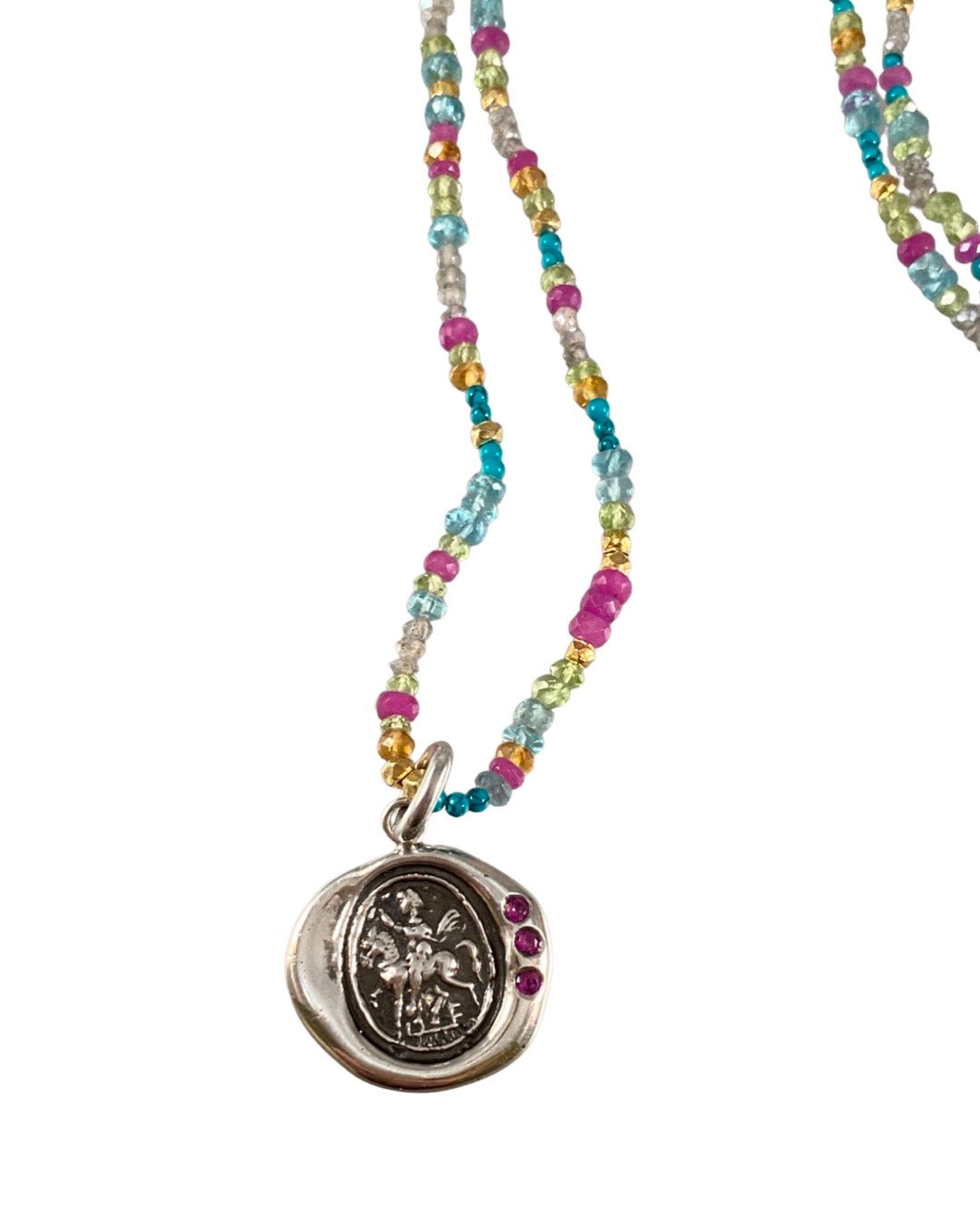 Candy Gemstone Sterling Charm Necklace
