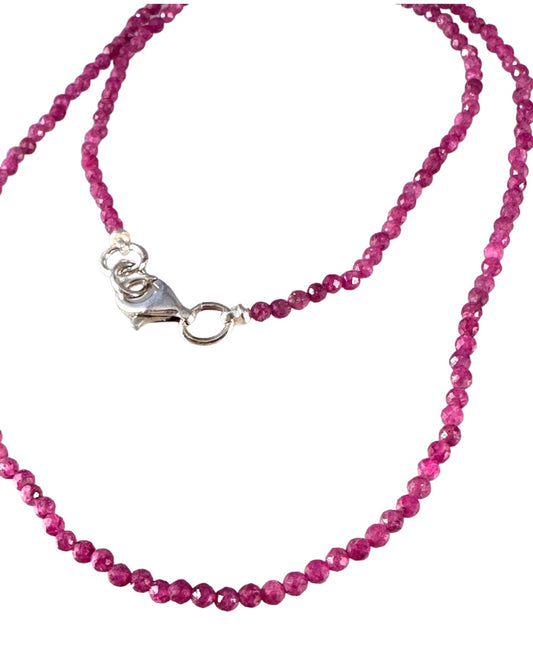 18" Faceted Berry Pink Tourmaline Bead Necklace