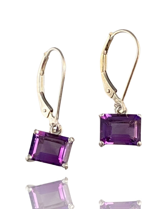 Faceted Amethyst Gemstone Earrings