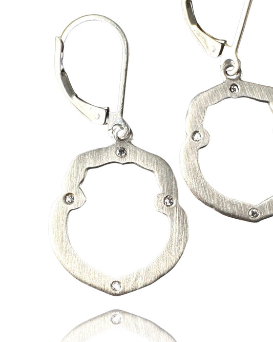 Sterling Shield Diamond Earring