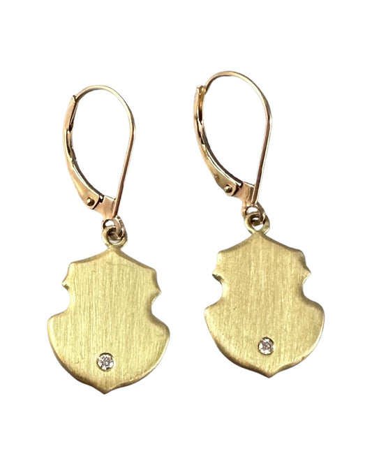 18k Gold & Diamond Shield Earring