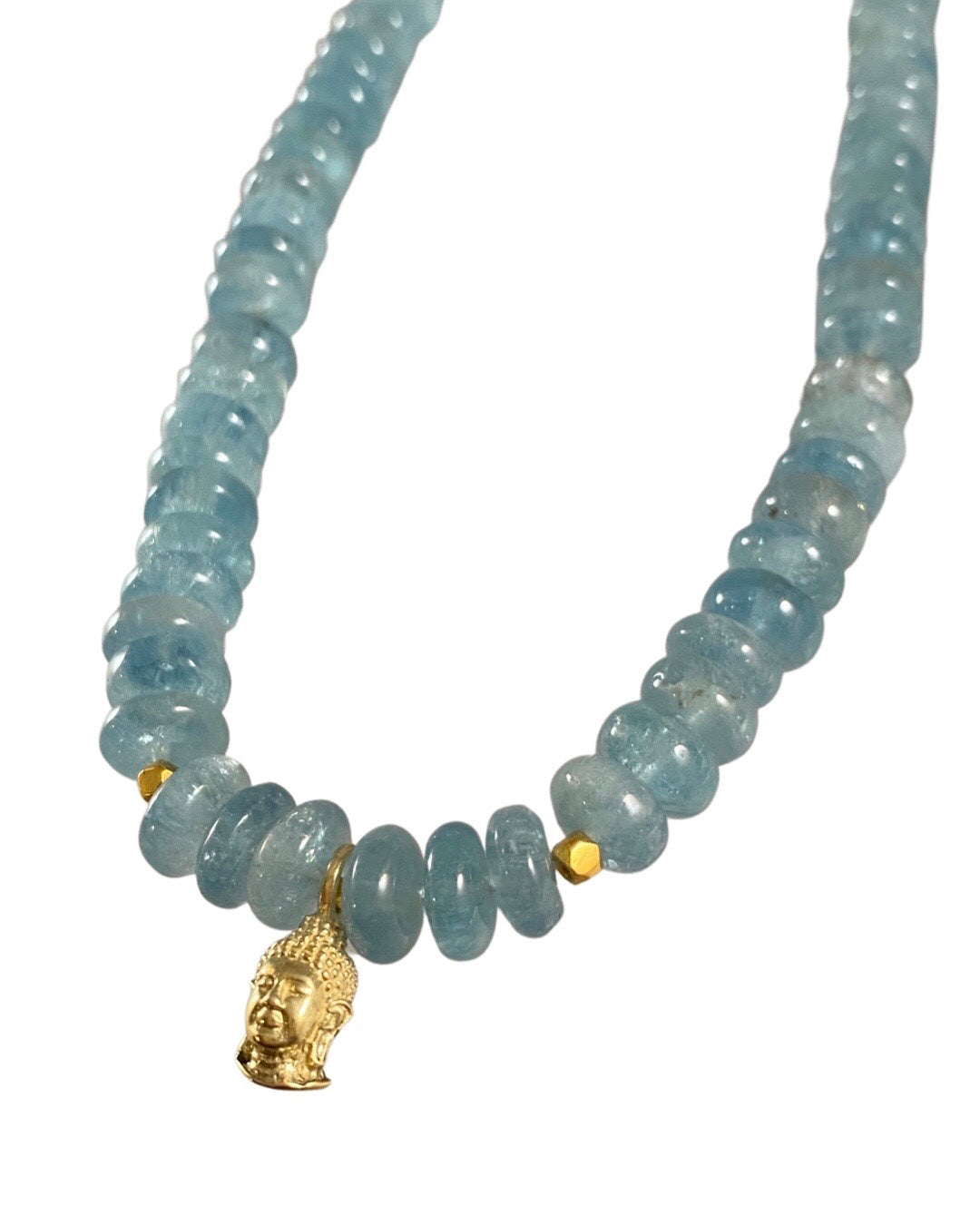 Aquamarine Buddha Charm Necklace