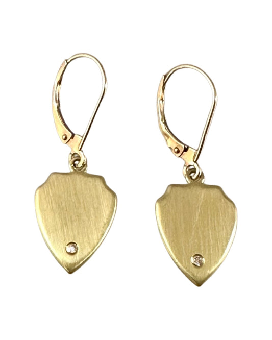 18k Gold & Diamond Shield Earring 2