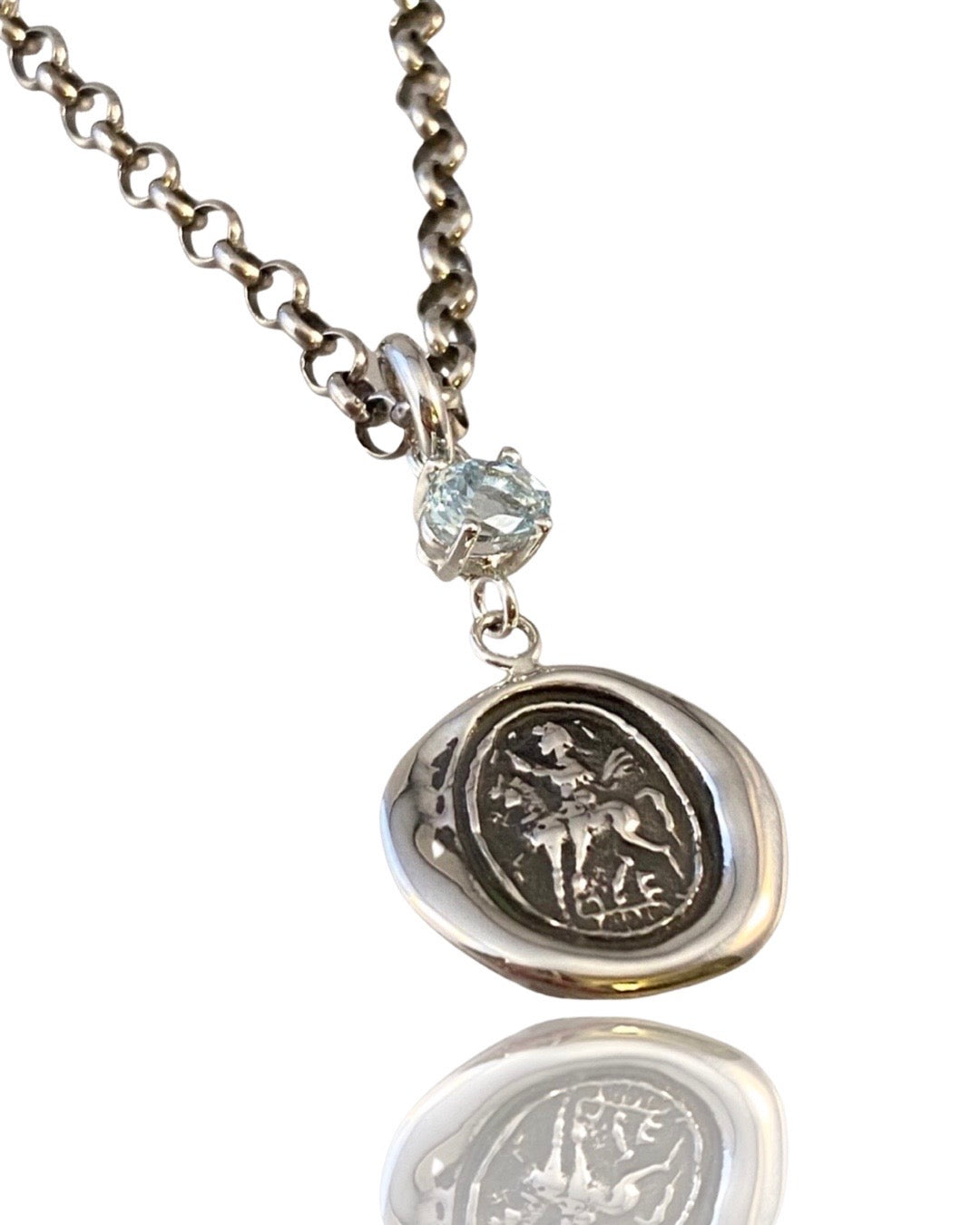 Saint George Sterling Gemstone Charm Necklace