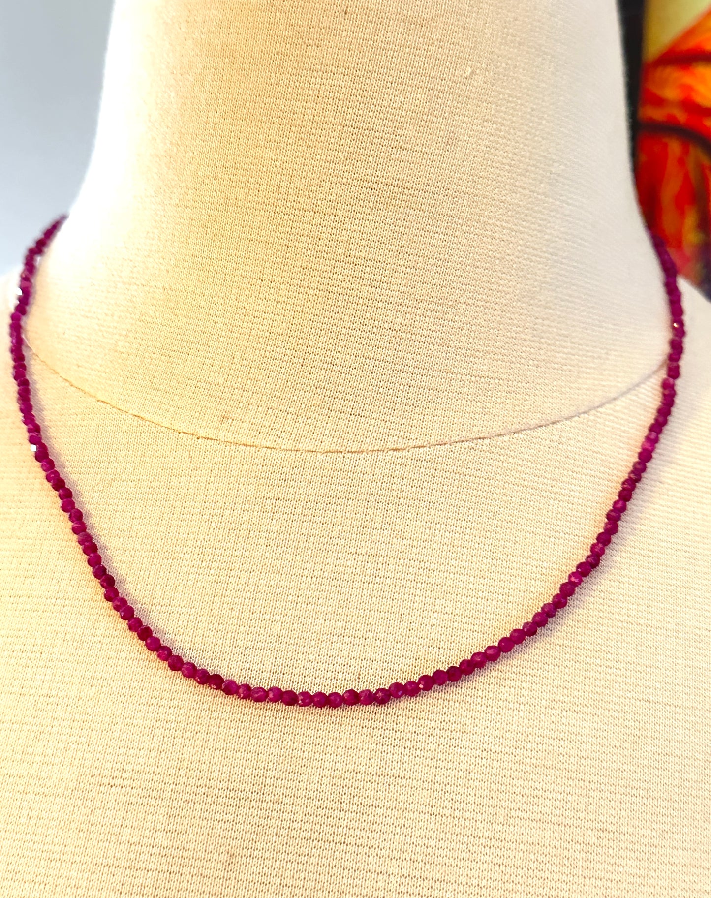 18" Faceted Berry Pink Tourmaline Bead Necklace