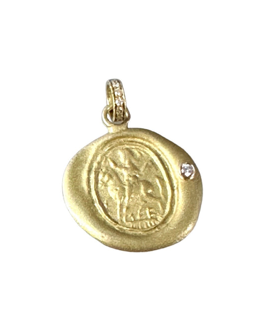 Saint George Diamond 18k Gold Pendant