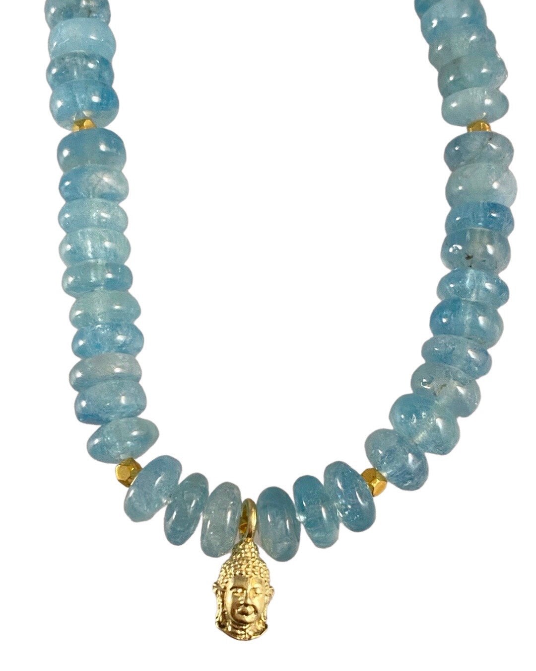 Aquamarine Buddha Charm Necklace