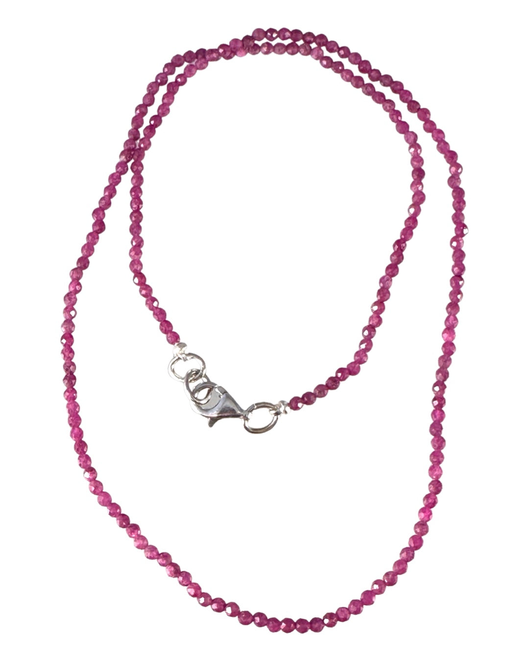 18" Faceted Berry Pink Tourmaline Bead Necklace