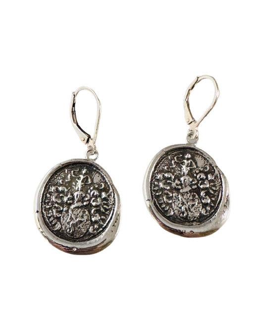 World Crest Silver Shield Earring