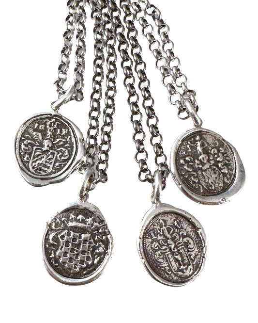 Rollo Chain Shield Sterling Necklace