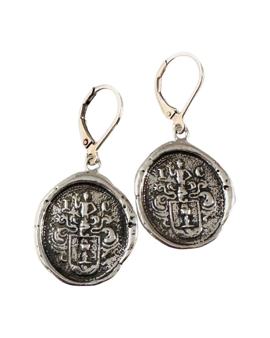 Chalice Crest Silver Shield Earring